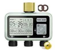 Timer per irrigazione a 3 zone con ingresso in ottone, timer irrigatore, timer programmabile per rubinetto da giardino con ritardo della pioggia, sistema di irrigazione automatico e manuale, timer per