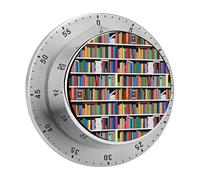 Timer rotante circolare a forma di libreria vintage, adatto per cucina e camera da letto.