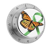 Timer rotativo meccanico con farfalla monarca e simbolo di speranza per la consapevolezza sui reni, utilizzato per la misurazione del tempo giornaliero.