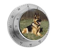 Timer, timer visivo con stampa di cane da pastore tedesco, in acciaio inossidabile, a carica automatica da 60 minuti