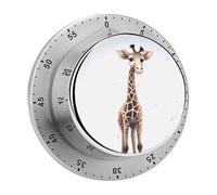 Timer, timer visivo con stampa di simpatica giraffa, in acciaio inossidabile, a carica automatica da 60 minuti