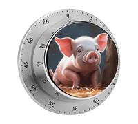 Timer, timer visivo con stampa di un simpatico maialino, in acciaio inossidabile, a carica automatica, 60 minuti