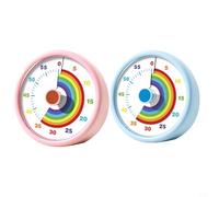 Timer visivo per bambini, 60 minuti, conto alla rovescia, motivo arcobaleno, timer per bambini con manopola e fermo, per apprendimento, esami e cucina