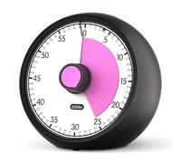 Timer Visivo per Bambini 60 Minuti - Timer Analogico Silenzioso a Conto Alla Rovescia,Strumento di Concentrazione per ADHD e Autismo,Gestione del Tempo per Compiti (Black Pink)