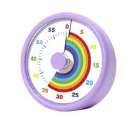 Timer visivo per bambini, conto alla rovescia visivo da 60 minuti, per insegnare a cucinare, strumenti rotondi per la gestione del tempo dei bambini, funzionamento silenzioso, motivo arcobaleno (viola