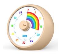 Timer visivo per bambini, cucina dell'ufficio della classe 60 minuti countdown, timer desktop strumento di gestione del tempo per bambini, timer silenzioso, time arcobaleno (Khaki)