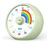 Timer visivo per bambini, cucina dell'ufficio della classe 60 minuti countdown, timer desktop strumento di gestione del tempo per bambini, timer silenzioso, time arcobaleno (Erba verde)
