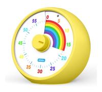 Timer visivo per bambini, cucina dell'ufficio della classe 60 minuti countdown, timer desktop strumento di gestione del tempo per bambini, timer silenzioso, time arcobaleno (Giallo)