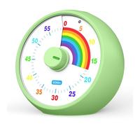 Timer visivo per bambini, cucina dell'ufficio della classe 60 minuti countdown, timer desktop strumento di gestione del tempo per bambini, timer silenzioso, time arcobaleno (Verde)