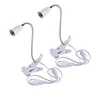 TIMESETL Lampada con Morsetto a Pinza 2Pz 45W Portalampada E27, Flessibile da Letto e Tavolo, Collo di Cigno Regolabile a 360°, Senza Lampadine