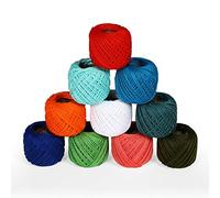 TIMESETL Set di 10 gomitoli di filo di cotone per uncinetto, per lavori a maglia e artigianato, dimensioni: 20 grammi, 55-60 m circa, multicolore, 230 g