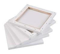 TIMESETL Tela pre-allungata, 20 x 20 cm, set di 5, tela incorniciata/cotone, bianco, per pittura acrilica, olio, guazzo, tempera