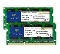 Timetec 16GB KIT (2x8GB) DDR3 / DDR3L 1333 MHz PC3-10600 Non-ECC Unbuffered 1,5 V / 1,35 V CL9 2Rx8 Dual Rank 204 Pin SODIMM Notebook PC Memoria RAM Modulo