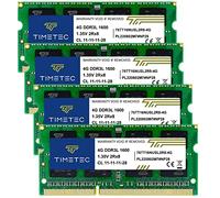 Timetec 16GB Kit(4x4GB) DDR3L / DDR3 1600MHz PC3L-12800 / PC3-12800 Non-ECC Unbuffered 1.35V / 1.5V CL11 2Rx8 Dual Rank 204 Pin SODIMM Laptop Notebook PC Memoria RAM Aggiornamento