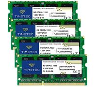 Timetec 32GB KIT(4x8GB) DDR3 / DDR3L 1333 MHz PC3-10600 Non-ECC Unbuffered 1,5 V / 1,35 V CL9 2Rx8 Dual Rank 204 Pin SODIMM Memoria per computer portatile PC Modulo RAM di aggiornamento