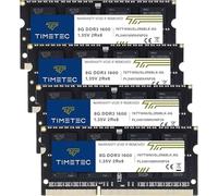 Timetec 32GB KIT (4x8GB) DDR3L / DDR3 1600 MHz (DDR3L-1600) PC3L-12800 / PC3-12800 Non-ECC Unbuffered 1,35 V / 1,5 V CL11 2Rx8 204 Pin SODIMM Modulo di memoria RAM per PC portatile nero PCB