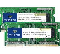 Timetec 8GB KIT(2x4GB) DDR3 1866 MHz PC3-14900 Non-ECC Unbuffered 1,35 V/1,5 V CL13 1Rx8 Single Rank 204 Pin SODIMM Laptop Notebook PC Computer Memoria RAM Module Aggiornamento