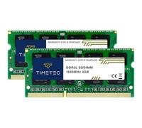 Timetec 8GB KIT(2x4GB) DDR3L / DDR3 1600MHz PC3L-12800 / PC3-12800 Non-ECC Unbuffered 1.35V / 1.5V CL11 2Rx8 Dual Rank 204 Pin SODIMM Laptop Notebook PC Memoria RAM Aggiornamento