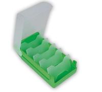 TimeTEX - Cassetta per schede in plastica resistente, A8, semitrasparente con coperchio retrattile, metodo di apprendimento a 5 scomparti, 20 x 9 x 6,5 cm, colore: verde