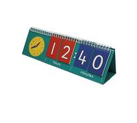 TimeTEX - Flip chart ora con orologio analogico | Facile da maneggiare e stabile per imparare la data e i giorni della settimana | Contenuto: lavagna a 6 alette con carte colorate