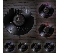 Timethink Orologio da parete a LED da 30,5 cm con skyline della città del gioco d'azzardo di Las Vegas, con 7 colori che cambiano, stile casinò, luce notturna vintage, silenzioso, senza ticchettio