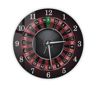 Timethink Orologio da parete per gioco d'azzardo, orologio da parete da 30,5 cm, stile vintage, decorativo, orologio da sala giochi di Las Vegas, movimento silenzioso, funzionamento a batteria, regalo