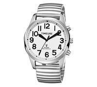 Timeure 2211 - Orologio parlante con numeri jumbo, per uomini non vedenti, anziani, ipovedenti o anziani, idea regalo per papà, Argento, moderno