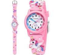 Timever Orologio analogico per bambini, impermeabile, al quarzo, con cinturino in gomma regolabile, per insegnare all'ora, per sport all'aria aperta, per bambini dai 3 ai 10 anni, Djs-a-rosa