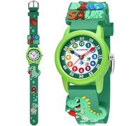 Timever Orologio analogico per bambini, impermeabile, al quarzo, con cinturino in gomma regolabile, per insegnare all'ora, per sport all'aria aperta, per bambini dai 3 ai 10 anni, Kl-a-verde