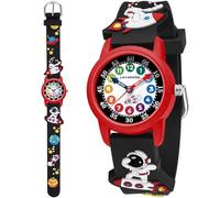 Timever Orologio analogico per bambini, impermeabile, al quarzo, con cinturino in gomma regolabile, per insegnare all'ora, per sport all'aria aperta, per bambini dai 3 ai 10 anni, Yhy-a-nero