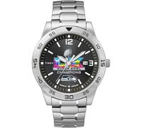 Timex Citation Super Bowl LX Champions Seattle Seahawks 42mm Orologio da uomo - Cinturino di espansione in acciaio inossidabile Quadrante nero Cassa in acciaio inossidabile
