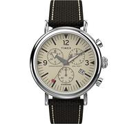 Timex Cronografo da uomo 41mm - Cinturino marrone quadrante crema cassa tono argento, Marrone, One Size, 41 mm Standard Chrono Leather Combo Strap Watch