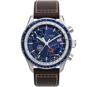 Timex Cronografo Flyback x Pan Am (43 mm) quadrante blu/cinturino in pelle marrone TW2W97200