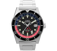 Timex Orologio da uomo Deep Water Reef 41mm - Cinturino in acciaio inossidabile quadrante nero cassa in acciaio inossidabile