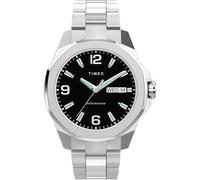 Timex Essex Day & Date TW2W92700 - Orologio da uomo da 46 mm, cinturino in acciaio inox e quadrante nero