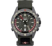 Timex Expedition Tide-Temp-Compass TW2W91100 Orologio da uomo da 43 mm, cinturino in tessuto verde con quadrante verde e cassa in acciaio inossidabile