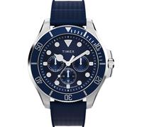 Timex Harborside Coast Orologio da polso multifunzione da uomo, 43 mm, quadrante blu in due pezzi, cassa argentata