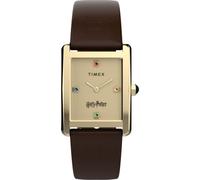 Timex Harry Potter Hailey Hogwarts TW2Y75700 - Orologio al quarzo da donna, 24 mm, cinturino in pelle marrone con quadrante panna e cassa dorata