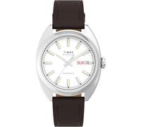 Timex Marlin Draper - Orologio automatico da uomo, 37 mm, cinturino marrone, quadrante argentato e cassa in acciaio inox