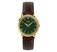 Timex Marlin TW2Y37800 - Orologio unisex al quarzo, 34 mm, cinturino in pelle marrone con quadrante verde e cassa dorata