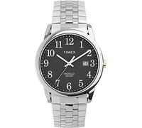 Timex Men's Easy Reader 25mm Perfect Fit Watch Silver-Tone Case Black Dial with Silver-Tone Expansion Band