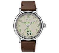 Timex Men's Standard 40mm Peanuts Stainless Steel Quartz Leather Strap, Brown, 20 Casual Watch (Model: TW2V32800JR)