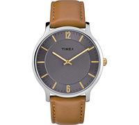 Timex Men's TW2R49700 Metropolitan Skyline Brown/Gray Leather Strap Watch