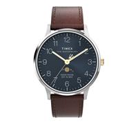 TIMEX Orologio analogico 'Waterbury Classic Moon Phase' blu scuro / marrone Uomo TIMEX One Size