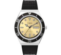 Timex Orologio automatico da uomo Timex Q da 40 mm, cinturino in gomma sintetica, in acciaio inox, quadrante champagne, cassa in acciaio inox TW2W47600