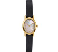 Timex Orologio Cavatina da donna 18 mm - Cinturino nero con quadrante in madreperla e cassa dorata, nero