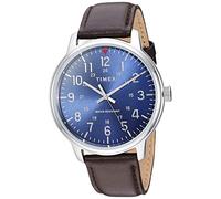 Timex Orologio classico da uomo, 43 mm, Marrone/Argento/Blu, Nastro