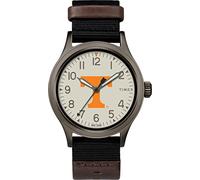 Timex Orologio Collegiate Clutch 40mm da uomo - Alabama Crimson Tide con tessuto nero e cinturino in pelle marrone, Volunteers Tennessee
