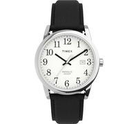 Timex Orologio con cinturino in pelle a grandezza naturale con data facile da, nero/argento/bianco., Mens Standard, Facile lettura