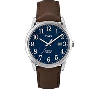 Timex Orologio con cinturino in pelle a grandezza naturale Easy Reader, Marrone/Argento/Blu, Mens Standard, Easy Reader